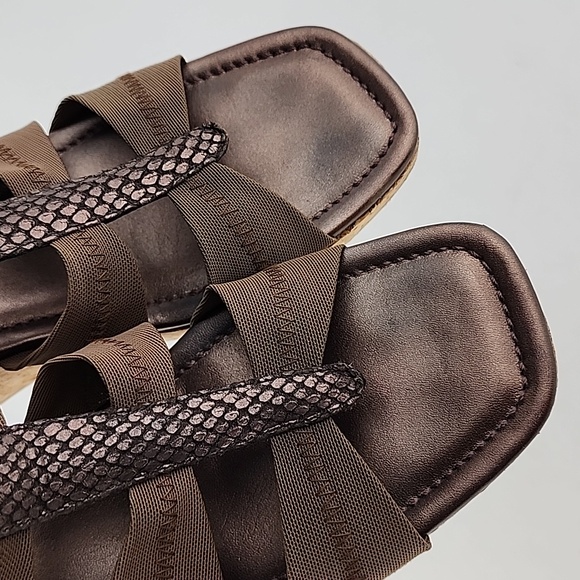 Donald J Pliner Clare Wedge Sandal Cork Fuax Snakeskin Fabric Straps Size 9M - Picture 9 of 16